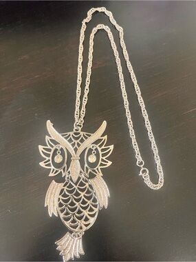 Silver Owl Pendant Necklace - Women Jewelry